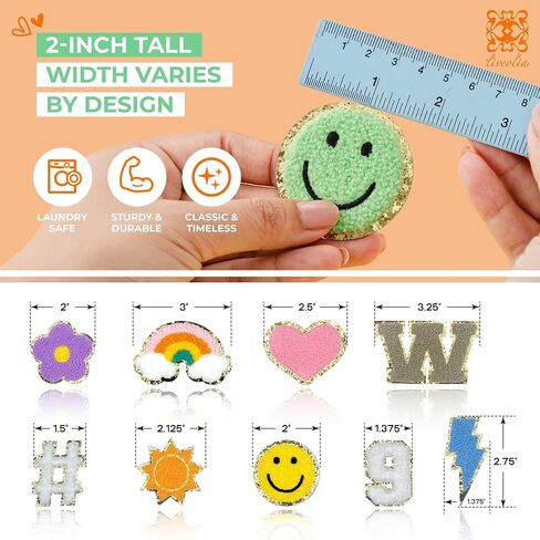 88pc USA Brand Self Reshesive Patches (الأشكال) أحرف تشنيل بقع تشنيل تلتصق على رسائل لالحفاد على الظهر قشر وملصقات حروف غامضة. in Saudi Arabia