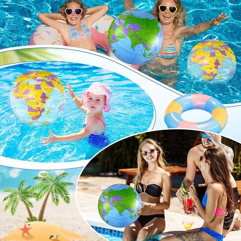 2 Pack Inflatable Globe Blow up World Globe Beach Ball 16 Inch Inflatable Earth Beach Ball for Beach Playing or Teaching, Party Bags, Summer Pool Party, PVC Material in Saudi Arabia