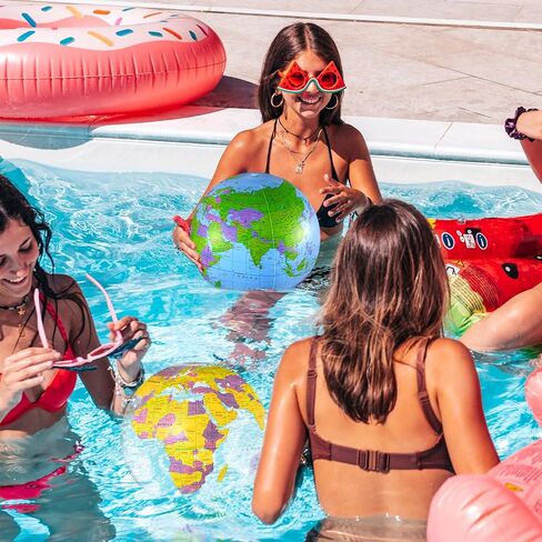 2 Pack Inflatable Globe Blow up World Globe Beach Ball 16 Inch Inflatable Earth Beach Ball for Beach Playing or Teaching, Party Bags, Summer Pool Party, PVC Material in Saudi Arabia
