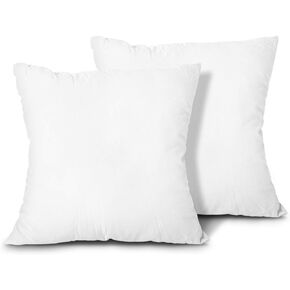 EDOW Throw Pillow Inserts, Set of 2 Lightweight Down Alternative Polyester Pillow, Couch Cushion, Sham Stuffer, Machine Washable. (White, 12x12)