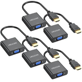 HDMI to VGA Adapter, 1080P Gold-Plated Cord for Computer, Desktop, Laptop, PC, Monitor, Projector, HDTV, Chromebook, Raspberry Pi, Roku, Xbox