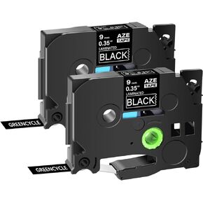 GREENCYCLE 2 Pack Compatible for Ptouch Label Maker Tape TZe345 TZe-345 TZ345 TZ-345 White on Black TZe TZ Tape 18mm 0.7 Laminated Black Label Tape for PT-D400 D410 D450 D600 P700 P710BT