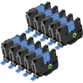 10 عبوات من NineLeaf متوافقة مع صانع الملصقات Brother P-Touch الذي يعيد ملء شريط TZ 18 مم 0.7 أبيض مصفح TZe-241 TZe241 TZ-241 TZ241 3/4 بوصة أسود على شريط ملصقات أبيض لملصقات Ptouch PTD600 PTD400AD