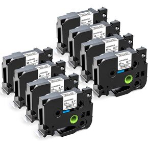 Labelife 6-Pack TZe-241 TZe TZ Tape 18mm 0.7 Laminated White Label Tape Replace for Brother Label Maker Tape 18mm 0.7 White TZe241 TZ241 for Brother PT-D400 PT-D600 PT-D610BT PTD410 PTD460BT, 3/4 Inch