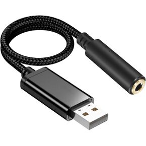 USB to Audio Jack Adapter(18cm), External Sound Card Jack Audio Adapter with 3.5mm Aux Stereo Converter Compatible with Headset,PC, Laptop, Linux, Desktops, PS4 and More Device (10cm)
