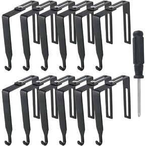 12PCS Black Universal Partition Hanger Set Metal Black Cubicle Hooks Door Mirror Hanger Adjustable Cubicle Hangers with Screwdrivers for Office Whiteboard Wall Panel