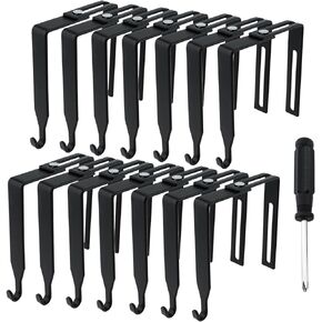 12PCS Metal Cubicle Hook Door Mirror Hook Black Adjustable Cubicle Hook with Screwdriver for Hanging Office Supply Clothes Jacket and Hat