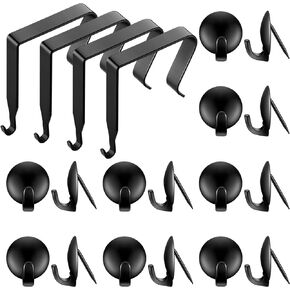 Amylove 20 Pcs Cubicle Hooks Including 4 Pcs Cubicle Whiteboard Hangers Over The Door Mirror Hooks 16 Pcs Push Pin Hooks Metal Black Hooks for Home Office Cubicle Fabric Whiteboard Wall Wooden