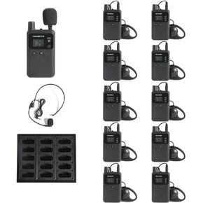 Wireless Tour Guide System Rechargeable 1 Transmitter 10 Receivers 1 Charger Simultaneous Interpretation System Court Church Translation System for Training Factory Tour Group Teaching Conference