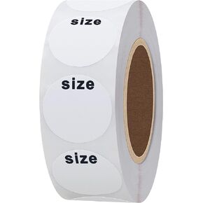 Hybsk White Blank Clothing Size Stickers 1 Inch Round Adhesive Labels for Apparel Retail Total 500 Per Roll
