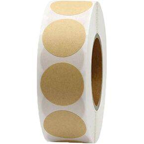 1 Inch Natural Brown Kraft Stickers (1000 Total) - Round Blank Dots Stickers Glossy Writable Paper Labels
