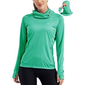 Willit Women's Sun Protection Hoodie UPF 50+ Fishing Hiking Shirt Long Sleeve SPF UV Shirt with Face Mask Lightweight