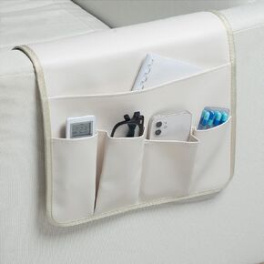 PU Leather Sofa Armrest Organizer, Armchair Magazine Holders, Waterproof Remote Holder for Recliner Couch with 1 Large Pocket, 4 Small Pockets for Magazine, Remote, Phone, Ipad, Books (brown)
