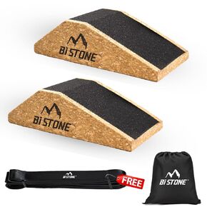 Heel Elevated Squat Wedge and Calf Raise Block | 2 Pcs Slant Boards with Pre-Attached Traction Tape, Resistance Band and a Carry Bag | 9.1 x 4.7 x 2.6 in