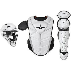All-Star Fastpitch Advanced Series White/Black Medium Catcher's Kit - Superior Protection and Performance for Elite Catchers. Comes with Free Paige Halstead Training Video
