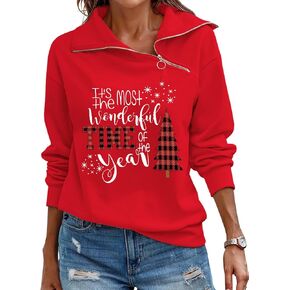 Womens Zipper Sweatshirt Turtleneck Long Sleeve Pullover Casual Loose Sweatshirts Top T Shirts