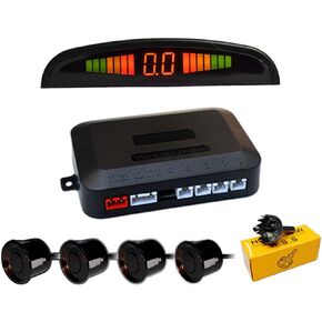 Car Parking Sensors, 4 Sensors Kit Parking Sensors, Radar Buzzer, Desplay LED, Acoustic Car Reverse Backup System (Black)