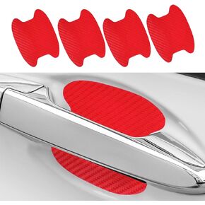 Pack of 4 Carbon Fiber Anti-Scratches Car Door Cup Protector, Non-Marking Auto Door Handle Protective Film, Car Door Handle Sticker, Universal for Most Car Handles (Black)