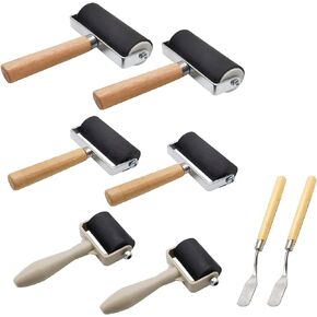 8 Pack Rubber Roller - Brayer Rollers with 3 Size for Crafting Brayer Rollers for Printmaking Brayer Tool Paint Brush Ink Applicator Art Craft Oil Painting Tool 2.4 in,4 in,5.91 in (8 Pack) HRJZF