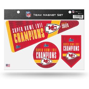 Rico Industries NFL Kansas City Chiefs 2023 Super Bowl Champions Team Magnet Sheet Team Magnet Set 8.5" x 11" - Home Décor - Regrigerator, Office, Kitchen, White