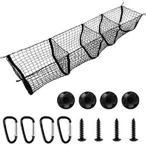 Removable Pocket Universal Elastic Mesh Net Trunk Bag,Truck Heavy Duty Cargo Net Organizer for Pickup Truck Ford F-Series/Dodge Ram/GMC/Chevrolet Silverado/Toyota/Honda（59" x 11.8"）