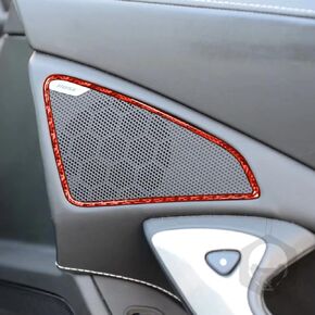 3 Pc/set Real Carbon Fiber Car Interior Accessories Speaker Cover Trim Compatible With Chevrolet Corvette C7 2014-2019 Black