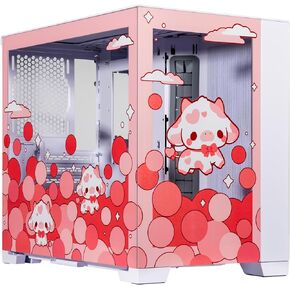 Velztorm Bubble Cow Custom Art Aluminum Tempered Glass O11 Dynamic Mini Snow White Gaming Computer Case, Supports Mini-ITX, Micro-ATX, and ATX Motherboard Sizes, O11D Mini-S