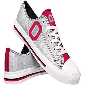 FOCO Ohio State Buckeyes NCAA Womens Glitter Low Top Canvas Shoes - 7