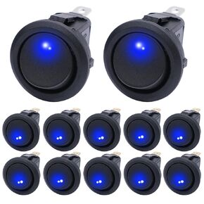 mxuteuk 12pcs 12V Lighted Round Rocker Switch Toggle Switch Red LED SPST On-Off Switch 20A for Car Truck Control KCD2-102N-R