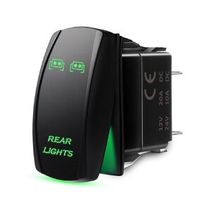 MICTUNING MIC-LSR12 5Pin Rear Lights Rocker Switch On-Off LED Light 20A 12V, Blue