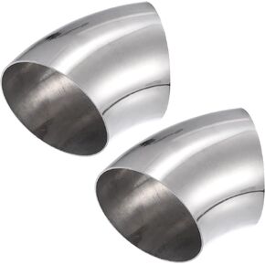 X AUTOHAUX 2pcs OD 3 Inch 45 Degree SS304 Stainless Steel Bend Tube Exhaust Elbow Pipe for Car Modified Exhaust System 3" Piping Silver Tone