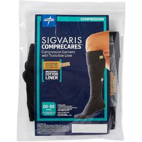 Medline COMPRECARES Reusable Compression Garment Kit, Knee-High, Black, Size Large, Tall - Ideal for Post-Surgical Recovery and Varicose Vein Relief