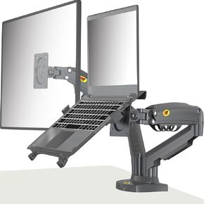 NB North Bayou Laptop Mount with Adjustable Tray for 10-17"Notebook, Full Motion Arm with VESA Plate for 17-30"Monitor,Clamp-on Grommet Mounting F160-FP (Black)