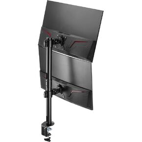 AVLT 38" Vertical Ultrawide Monitor Mount Stand Two Stacked 26.5 lbs Screens on Heavy-Duty Pole Save Workspace with Fine-Tune Height Tilt Swivel Rotate Adjustment C-clamp and Grommet Mounting Base