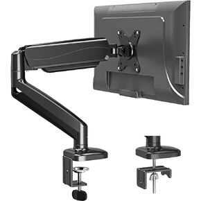 MOUNTUP Single Monitor Mount Stand, Fully Adjustable Monitor Arm with Gas Spring, Monitor Desk Mount for 17-32 Inch, 4.4-17.6lbs Computer Screen with C Clamp, Grommet Base, Black, MU0004A