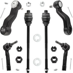BOXI (Set of 6) Front Inner Outer Tie Rod + Idler Arm Pitman Arm Fit for Cadillac Escalade ESV EXT for Chevrolet GMC Avalanche Suburban Sierra 1500 Tahoe Yukon XL | Replace ES3488 ES3493 K6534 K6536