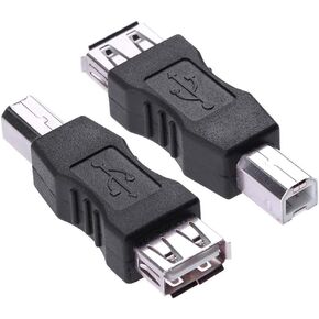 USB 2.0 Print Adapter, 2 Pack Type A Female to B Printer Male Connector Converter Plug Compatible for Printer Fax Machine Hard Drive