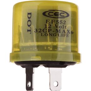 CEC Industries EF552/536 12V Heavy Duty 2-Pin Electronic Flasher Relay for Incandescent Bulbs (1-Pack)