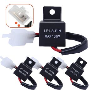 4 PCS 2-Pin 12V Electronic LED Flasher Relay LF1-S-PIN MAX 150W - Rate Control Flasher Relay for Motorcycle Fixes Turn Signal Bulbs Hyper Flash - Premium Part by MQparts