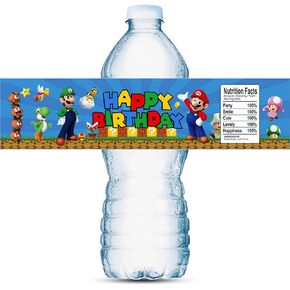 30PCS Water Bottle Labels for Super Bros Party Supplies,Super Bros Stickers Decorations Super Bros Party Decoration in Kuwait