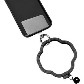 Silicone Heart Loop Phone Lanyard, Cell Phone Hand Wrist Lanyard Strap with Key Chain Holder, Universal for Phone Case Anchor Fit All Smartphones-Sakura Pink