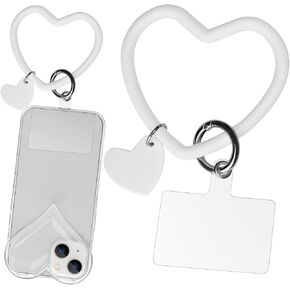 Silicone Heart Loop Phone Lanyard, Cell Phone Hand Wrist Lanyard Strap with Key Chain Holder, Universal for Phone Case Anchor Fit All Smartphones-Sakura Pink