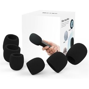 Microphone Cover, Reusable Microphone Pop Filter, Microphone Foam Windscreen for Most Handheld and Recording Microphones, Mic Shield Mask Accessories 6 Pack Black
