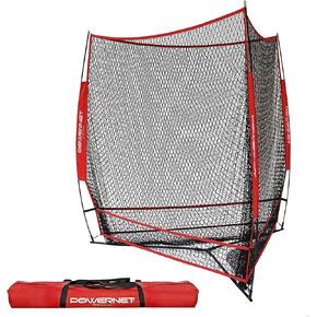PowerNet Triple Threat Baseball Training Net | 3 Way 7' x 7' Batting or Pitching Net Covers 147 Square Feet | Pitch or Hit Into Net Train Multiple Stations at Once | Player Stand in