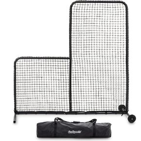 GoSports 7 ft x 7 ft PRO Baseball & Softball L Screen - Pitcher Protection Net with Wheels and Carrying Case