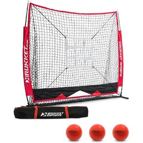 Rukket Sports Baseball & Softball Net Bundle with Weighted Baseballs & Strike Zone Target, Practice Hitting, Pitching, Batting and Catching, Training Backstop