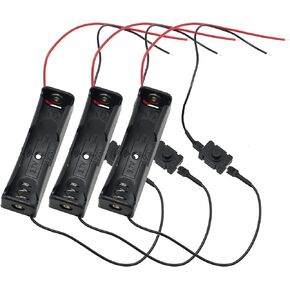 3.7V 18650 Battery Holder 3PCS Single Slot 18650 Battery Case Box with Extend Button Switch Wire Leads for Arduino Project Electronic Circuit, Battery Storage Box