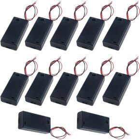 Semetall AA Battery Case On/Off Switch 12Pack 2 x 1.5V AA Battery Holder with Switch and Cap,AA Battery Storage Box with Leads and Switch