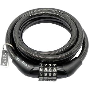 Boiisky Bicycle Lock Cable, 1 Black Bike Lock, preset Combination, 4-Position Bike Cable Lock, 4 feet, 5/16 inch Diameter