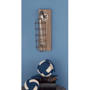 Deco 79 Metal Geometric Battery Operated Accent Lamp with Included Fixed LED Light, 4" x 10" x 15", Brown